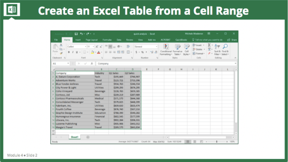 Create an Excel Table from a Cell Range FreshSkills